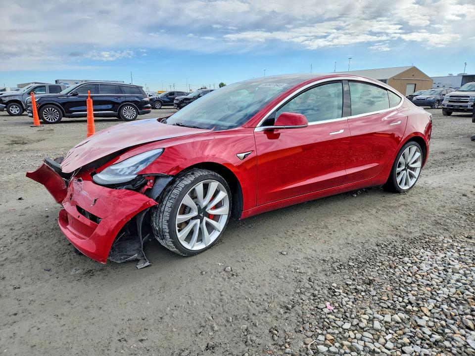 2019 Tesla VIN 5YJ3E1EB2KF392983 COPART salvage auction — FRONT END, Co - Public - Salvage Title, sold $4,150 on 2026-07-07 (photo 1)