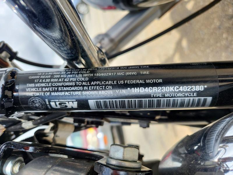2019 Harley-davidson Iron VIN 1HD4CR230KC402380 COPART salvage auction — MINOR DENT/SCRATCHES, Ca - Dis/Dlr/Exp Only Clean Title, sold $3,100 on 2026-07-07 (photo 9)