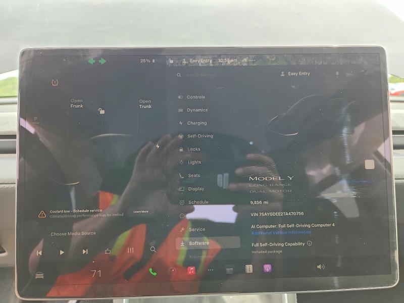 2026 Tesla Model y VIN 7SAYGDEE2TA470756 COPART salvage auction — FRONT END, Il - Salvage Certificate, sold $16,600 on 2026-07-22 (photo 9)