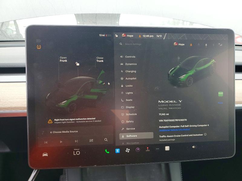 2024 Tesla Model y VIN 7SAYGDEE7RF036070 COPART salvage auction — FRONT END, Ca - Salvage Certificate, sold $9,800 on 2026-07-27 (photo 9)