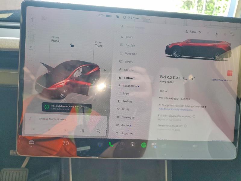 2026 Tesla Model y VIN 7SAYGDED2TF558684 COPART salvage auction — FRONT END, Mn - Cert Of Title-Salvage, sold $13,300 on 2026-08-25 (photo 9)