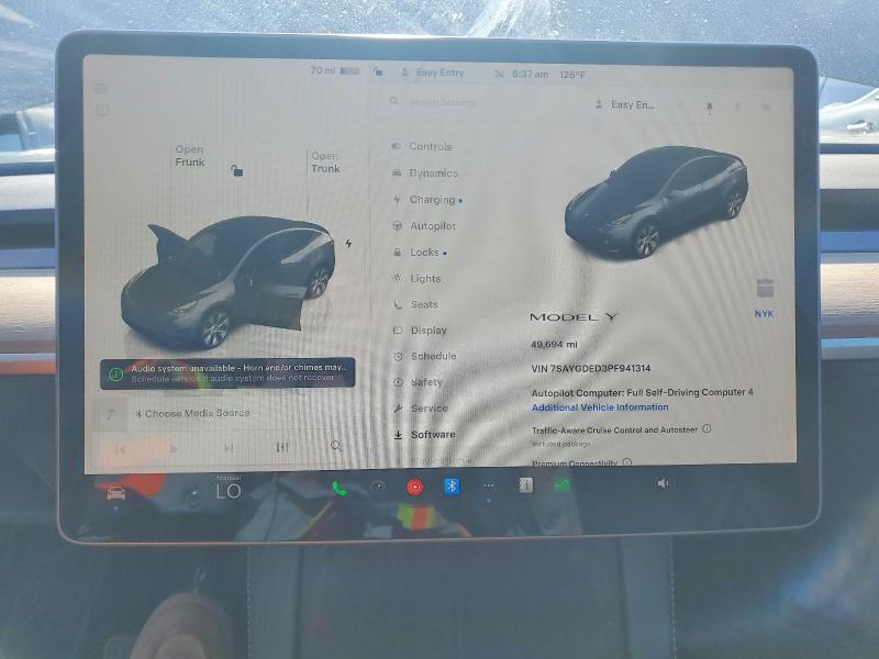 2023 Tesla Model y VIN 7SAYGDED3PF941314 COPART salvage auction — SIDE, Ca - Salvage Certificate, sold $12,600 on 2026-07-29 (photo 9)