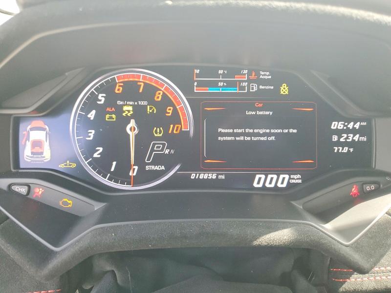 2018 Lamborghini Huracan VIN ZHWUD4ZF4JLA08259 COPART salvage auction — ALL OVER, CA - SALVAGE CERTIFICATE, sold $101,000 on 2026-07-14 (photo 9)