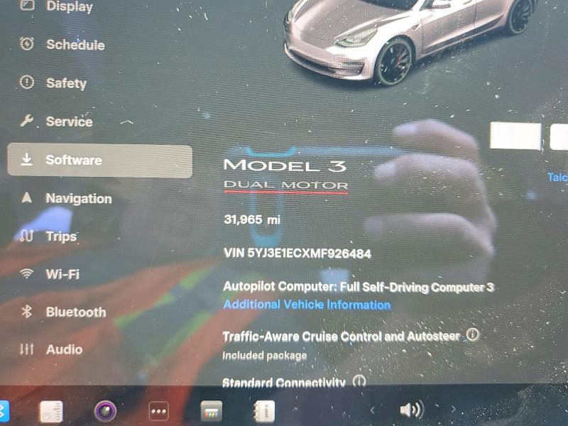 2021 Tesla VIN 5YJ3E1ECXMF926484 COPART salvage auction — FRONT END, Co - Public - Salvage Title, sold $7,800 on 2026-07-24 (photo 9)