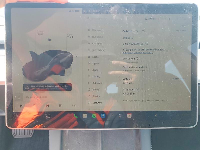 2023 Tesla VIN 5YJ3E1EA4PF664710 COPART salvage auction — FRONT END, Salvage Title, sold $9,000 on 2026-07-22 (photo 9)