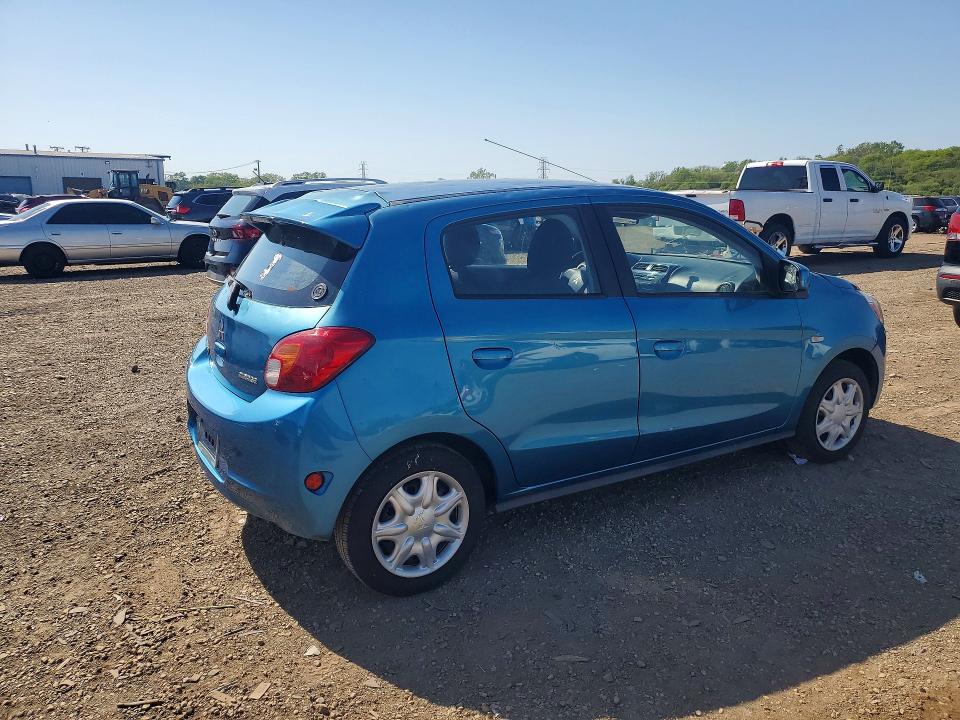 2014 Mitsubishi Mirage VIN ML32A3HJ1EH013078 COPART salvage auction — HAIL, Il - Salvage Certificate, sold $600 on 2026-07-08 (photo 3)