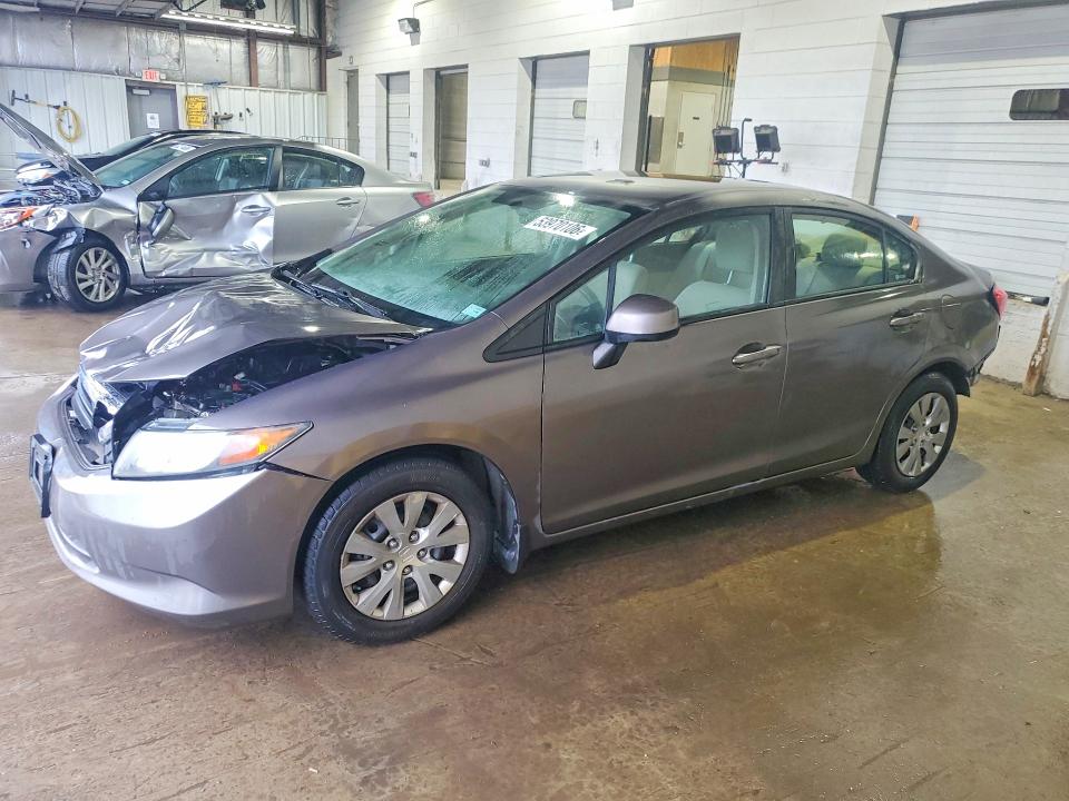 2012 Honda Civic VIN 19XFB2F57CE052966 COPART salvage auction — FRONT END, Il - Salvage Certificate, sold $1,250 on 2026-07-03 (photo 1)