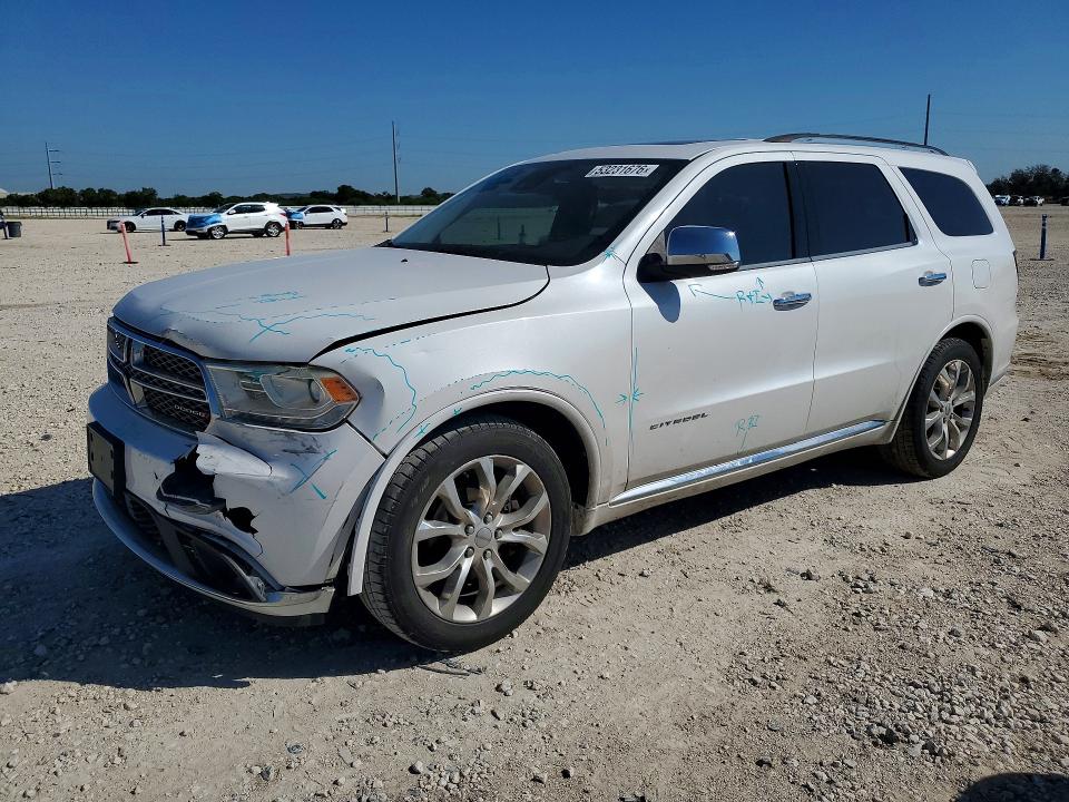 2017 Dodge Durango VIN 1C4RDHEG3HC680793 COPART salvage auction — FRONT END, Tx - Nonrepairable Title, sold $2,150 on 2026-07-02 (photo 1)