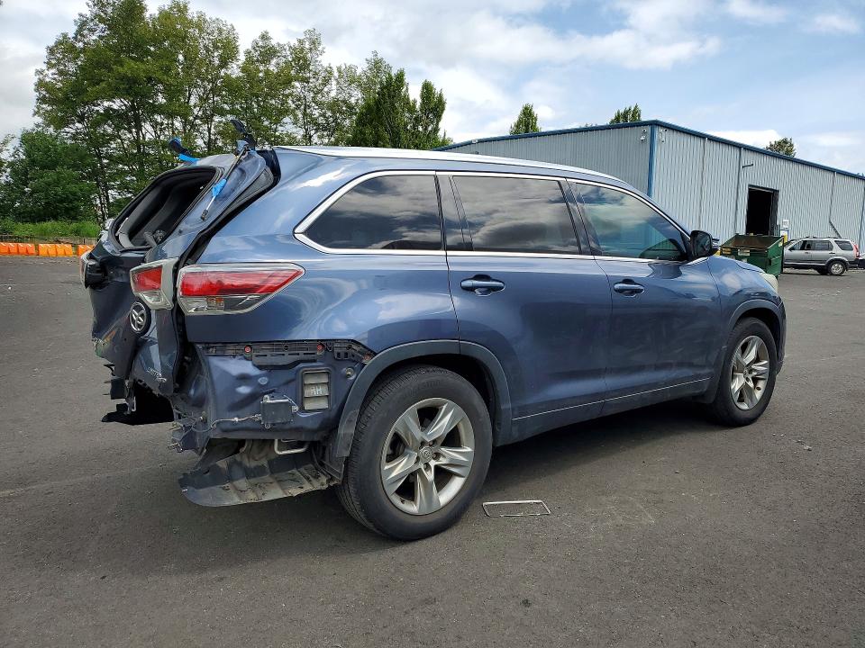 2015 Toyota Highlander VIN 5TDDKRFHXFS144240 COPART salvage auction — REAR END, Or - Salvage Title Certificate, sold $250 on 2026-07-27 (photo 3)