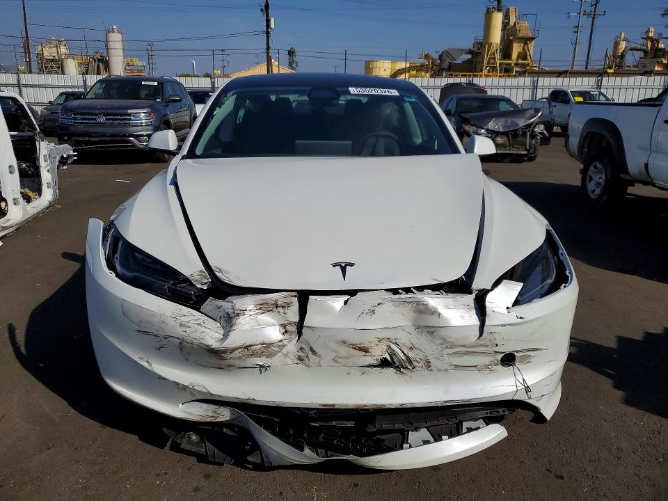 2025 Tesla Model 3 VIN 5YJ3E1EA1SF019344 COPART salvage auction — FRONT END, Ca - Salvage Certificate, sold $13,900 on 2026-07-27 (photo 5)
