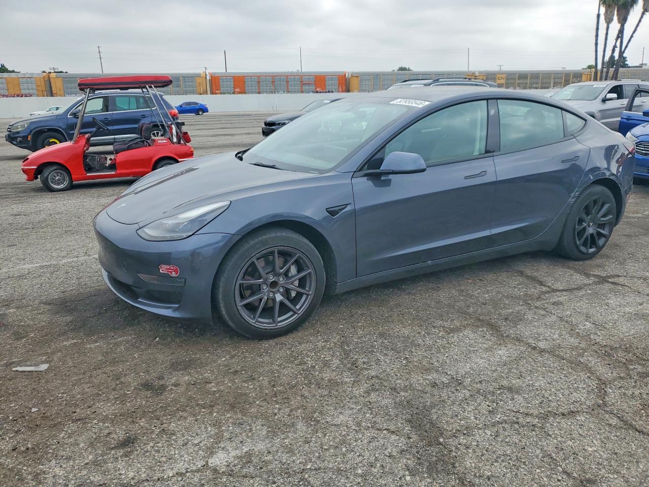 2021 Tesla Model 3 VIN 5YJ3E1EA5MF100589 COPART salvage auction — Rear End, CA - SALVAGE CERTIFICATE, sold $8,500 on 2026-07-10 (photo 1)