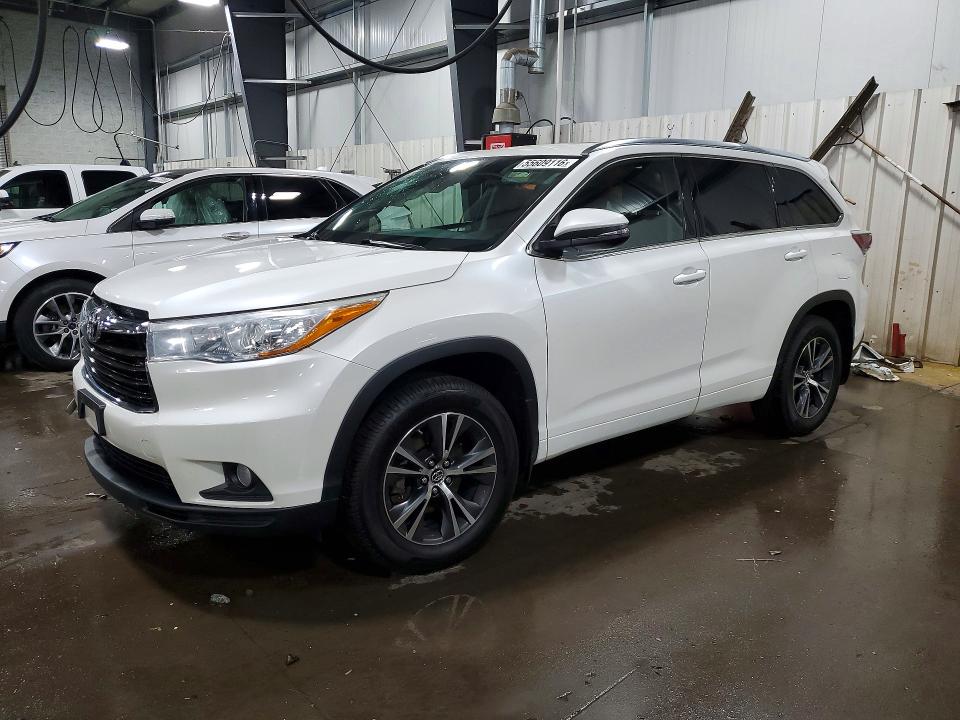 2016 Toyota Highlander VIN 5TDJKRFH5GS352739 COPART salvage auction — FRONT END, Mn - Cert Of Title-Salvage, sold $250 on 2026-07-21 (photo 1)