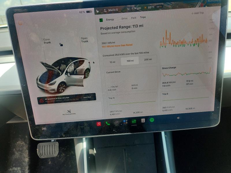 2021 Tesla Model y VIN 5YJYGDEE1MF102893 COPART salvage auction — FRONT END, Tx - Salvage Vehicle Title, sold $1,500 on 2026-07-29 (photo 9)