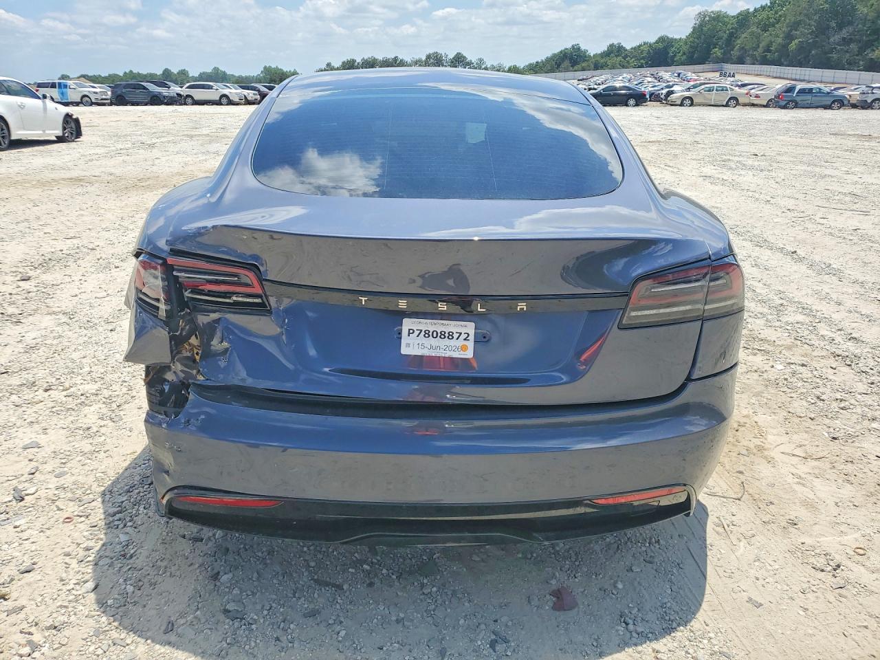 2023 Tesla Model S VIN 5YJSA1E5XPF508228 COPART salvage auction — Rear End, GA - CERT OF TITLE-SALVAGE, sold $23,000 on 2026-09-02 (photo 6)