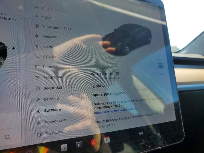 2018 Tesla Model 3 VIN 5YJ3E1EA9JF009305 COPART salvage auction — FRONT END, Ca - Salvage Certificate, sold $4,600 on 2026-07-15 (photo 9)