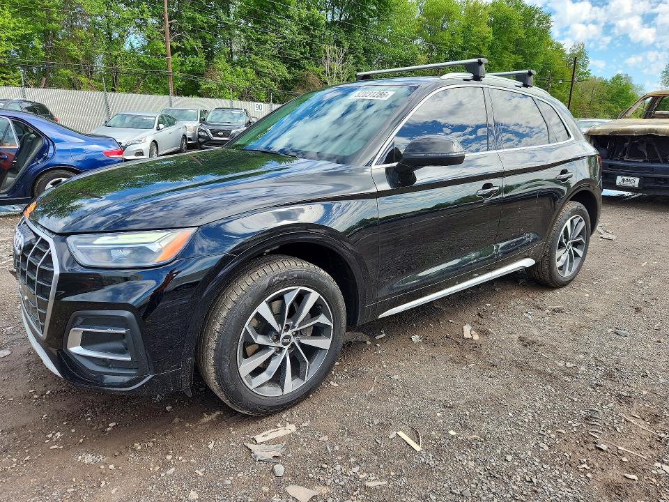 2021 Audi Q5 VIN WA1BAAFYXM2014890 COPART salvage auction — FRONT END, Pa - Certificate Of Salvage, sold $1,050 on 2026-07-15 (photo 1)
