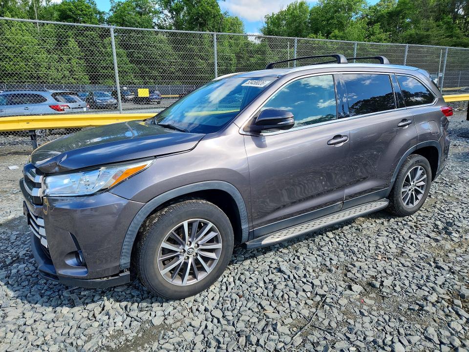2019 Toyota Highlander VIN 5TDKZRFH5KS324044 COPART salvage auction — FRONT END, Md - Cert Of Salvage > 75% Damage, sold $6,100 on 2026-07-28 (photo 1)