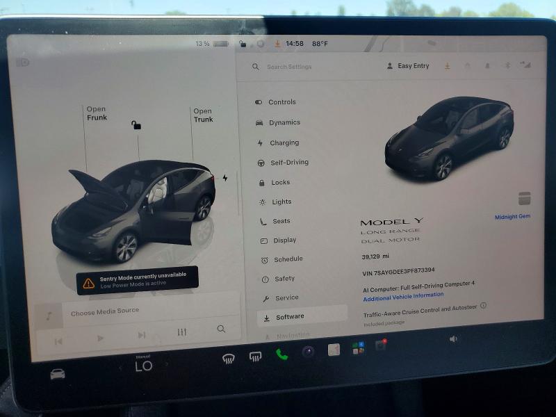 2023 Tesla Model y VIN 7SAYGDEE3PF873394 COPART salvage auction — SIDE, CA - SALVAGE CERTIFICATE, sold $13,200 on 2026-07-31 (photo 9)