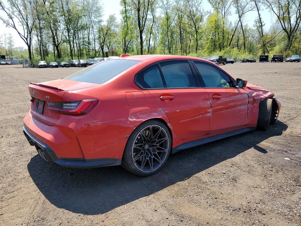 2023 BMW M3 VIN WBS53AY04PFP82536 COPART salvage auction — ALL OVER, Ct - Cert Of Title-Salvage, sold $17,300 on 2026-07-07 (photo 3)