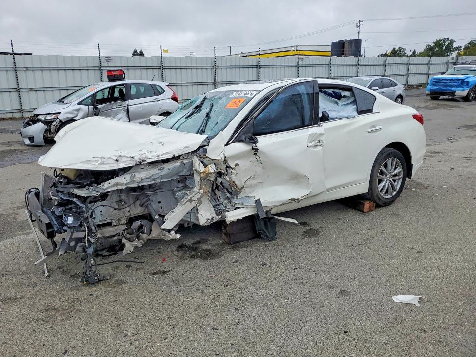 2014 Infiniti Q50 VIN JN1BV7AP8EM677282 COPART salvage auction — FRONT END, Ca - Salvage Certificate, sold $250 on 2026-07-14 (photo 1)