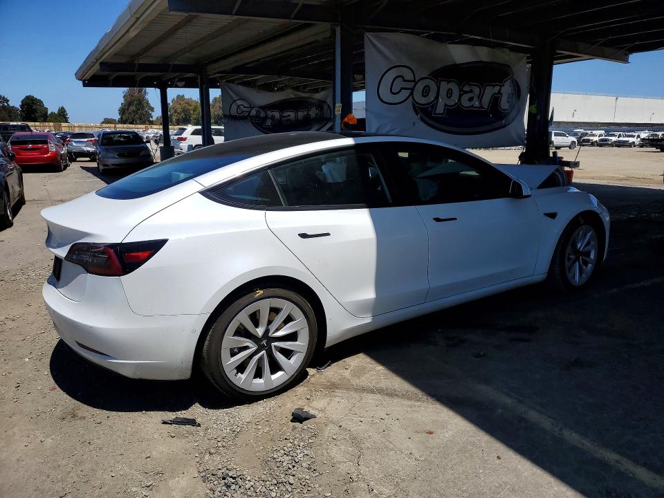 2022 Tesla Model 3 VIN 5YJ3E1EA8NF121387 COPART salvage auction — FRONT END, Ca - Salvage Certificate, sold $4,800 on 2026-07-23 (photo 3)