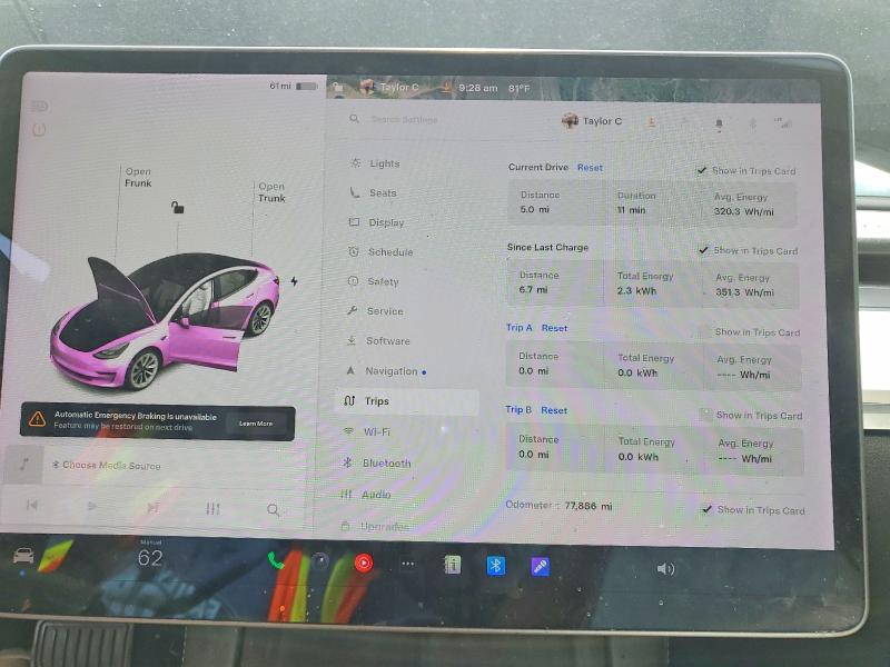 2021 Tesla Model 3 VIN 5YJ3E1EA3MF095862 COPART salvage auction — REAR END, AL - CERT OF TITLE-SALVAGE TITLE (P), sold $250 on 2026-07-28 (photo 9)