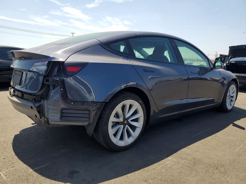 2022 Tesla VIN 5YJ3E1EA3NF361950 COPART salvage auction — REAR END, Ca - Salvage Certificate, sold $7,300 on 2026-07-15 (photo 3)
