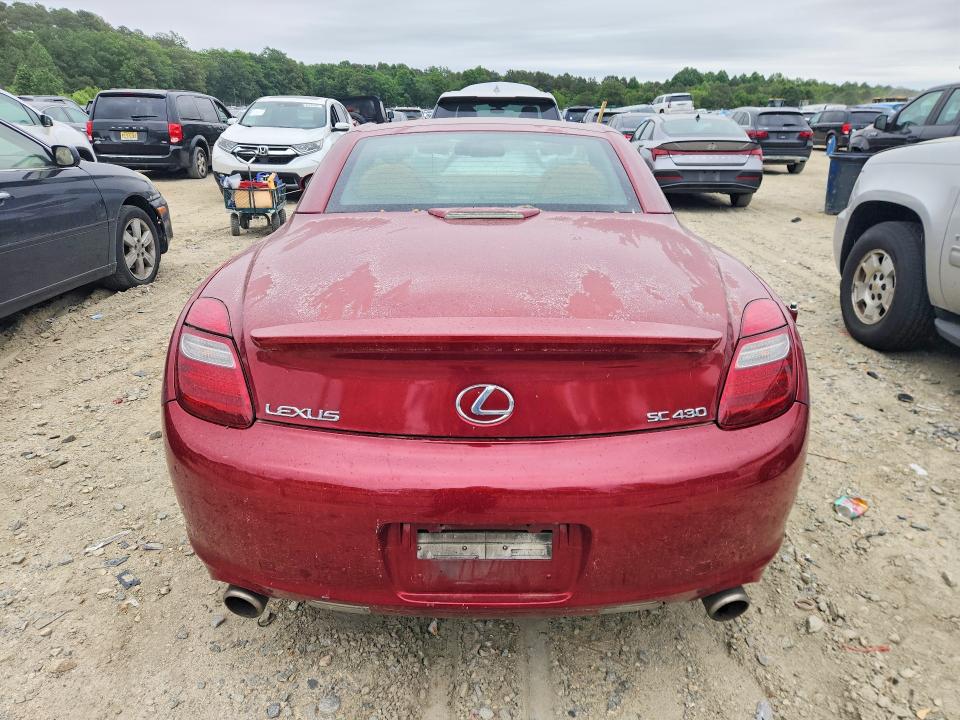 2006 Lexus Sc VIN JTHFN48Y969002488 COPART salvage auction — FRONT END, Md - Cert Of Salvage > 75% Damage, sold $600 on 2026-07-07 (photo 6)