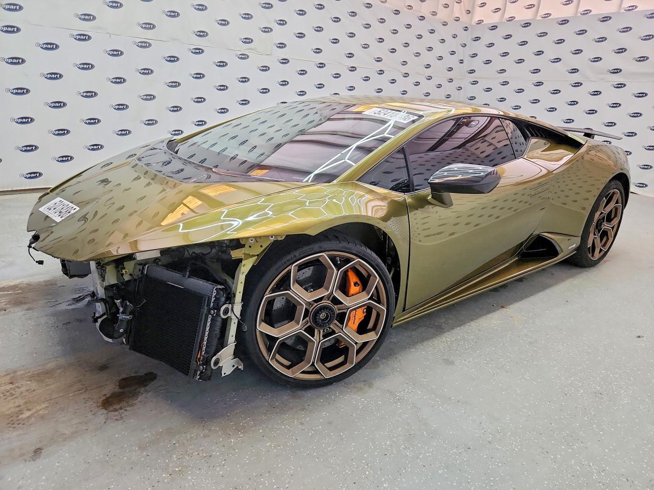 2023 Lamborghini Huracan VIN ZHWUB6ZF9PLA24595 COPART salvage auction — Front End, TX - SALVAGE VEHICLE TITLE, sold $173,000 on 2026-07-02 (photo 1)