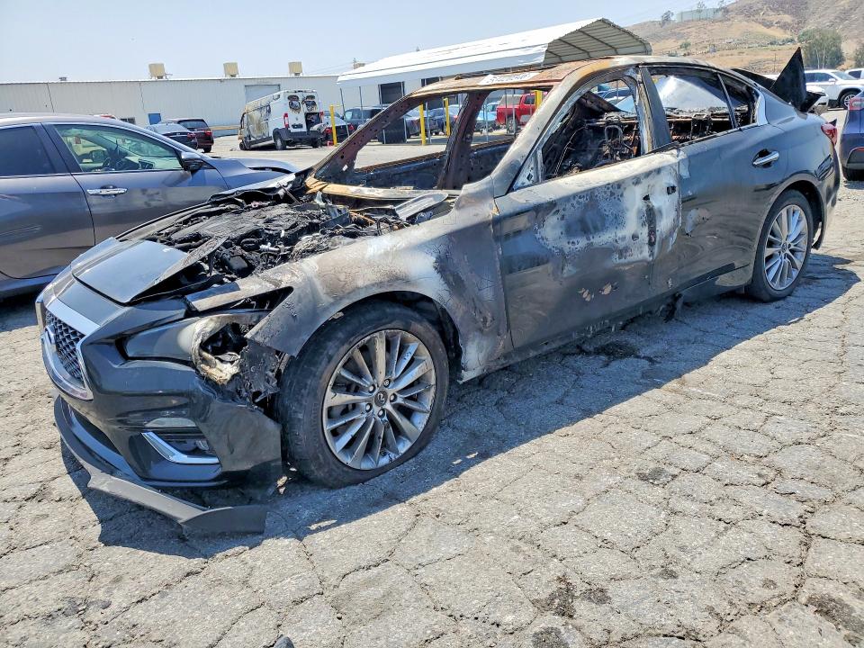 2018 Infiniti Q50 VIN JN1EV7AP5JM590074 COPART salvage auction — BURN, Ca - Non-Repairable Vehicle Cert, sold $350 on 2026-07-20 (photo 1)