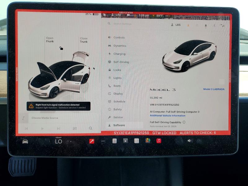 2023 Tesla Model 3 VIN 5YJ3E1EA1PF621250 COPART salvage auction — FRONT END, Ca - Salvage Certificate, sold $7,900 on 2026-07-15 (photo 9)
