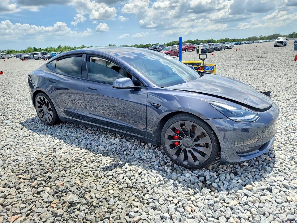 2021 Tesla Model 3 VIN 5YJ3E1EC4MF988608 COPART salvage auction — FRONT END, Fl - Cert Of Ttl-Rebuilt&Slvg Rbld, sold $7,000 on 2026-07-07 (photo 4)