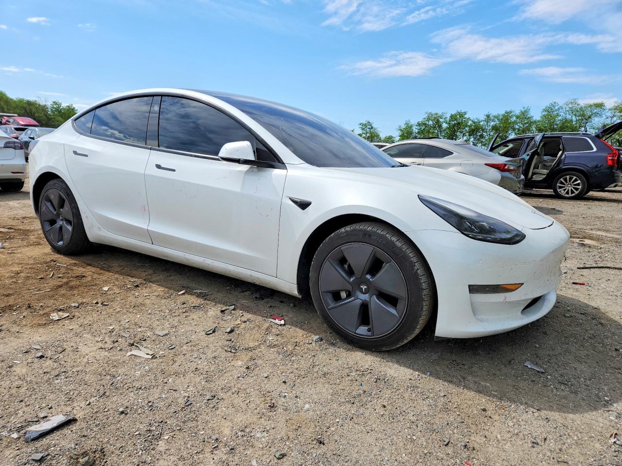 2023 Tesla Model 3 VIN 5YJ3E1EA7PF414751 COPART salvage auction — Front End, S2 - Salvage Title, sold $8,100 on 2026-09-22 (photo 4)