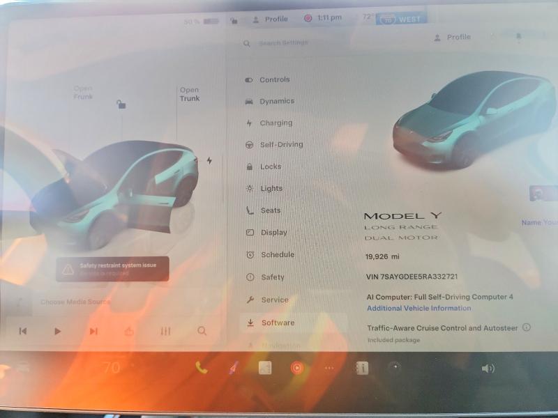 2024 Tesla Model y VIN 7SAYGDEE5RA332721 COPART salvage auction — FRONT END, Co - Public - Salvage Title, sold $10,000 on 2026-07-20 (photo 9)