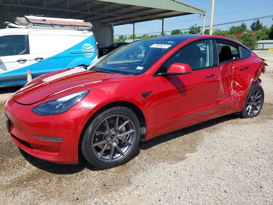 2022 Tesla Model 3 VIN 5YJ3E1EB1NF288053 COPART salvage auction — SIDE, Tx - Salvage Vehicle Title, sold $3,100 on 2026-07-09 (photo 1)