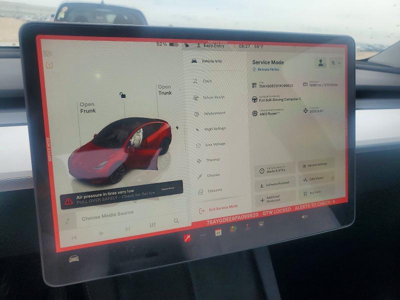 2023 Tesla Model y VIN 7SAYGDEE9PA099620 COPART salvage auction — REAR END, Tx - Salvage Vehicle Title, sold $6,400 on 2026-07-16 (photo 9)