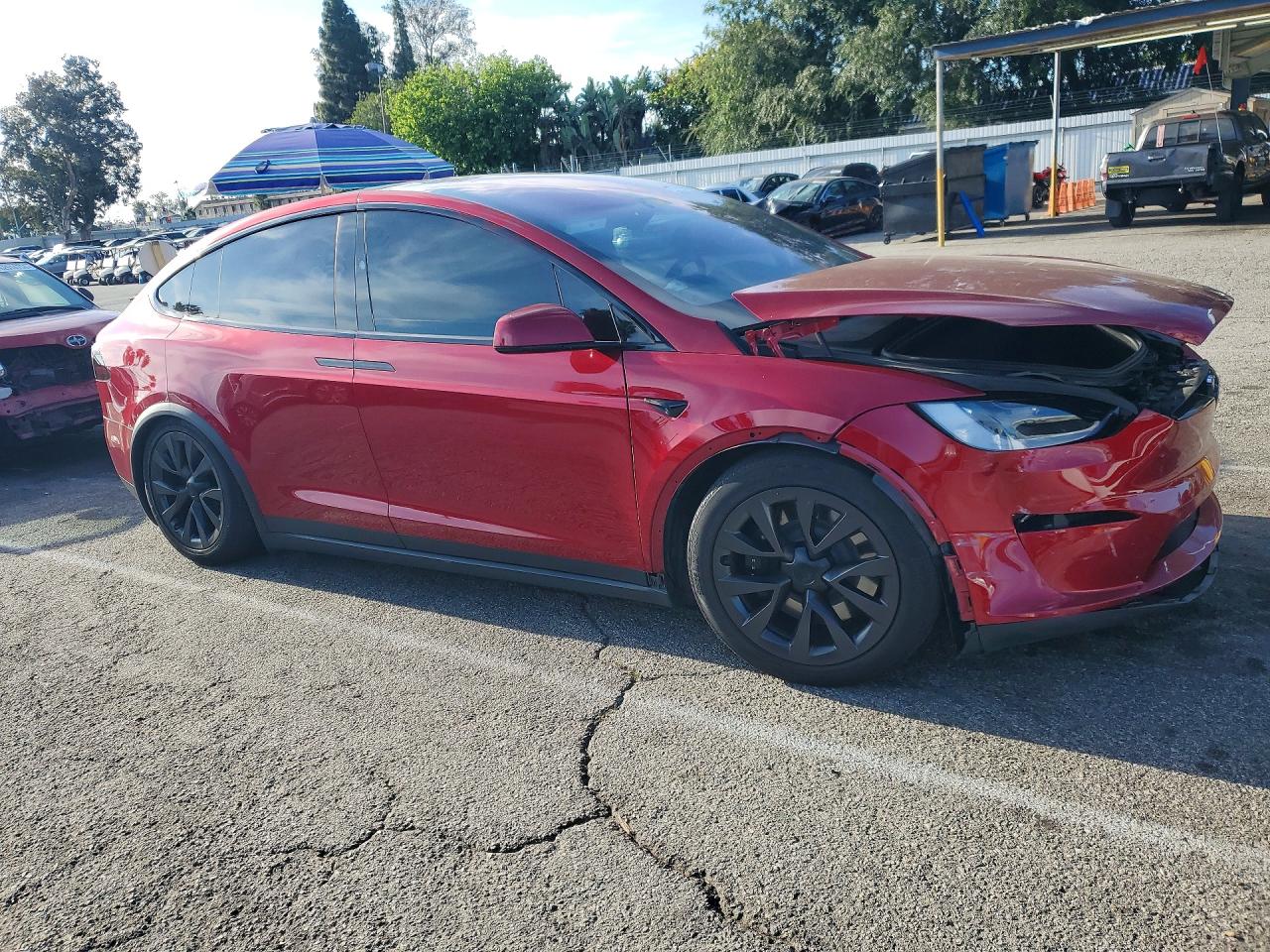 2024 Tesla Model X VIN 7SAXCAE59RF442017 COPART salvage auction — Front End, CA - SALVAGE CERTIFICATE, sold $32,000 on 2026-06-26 (photo 4)
