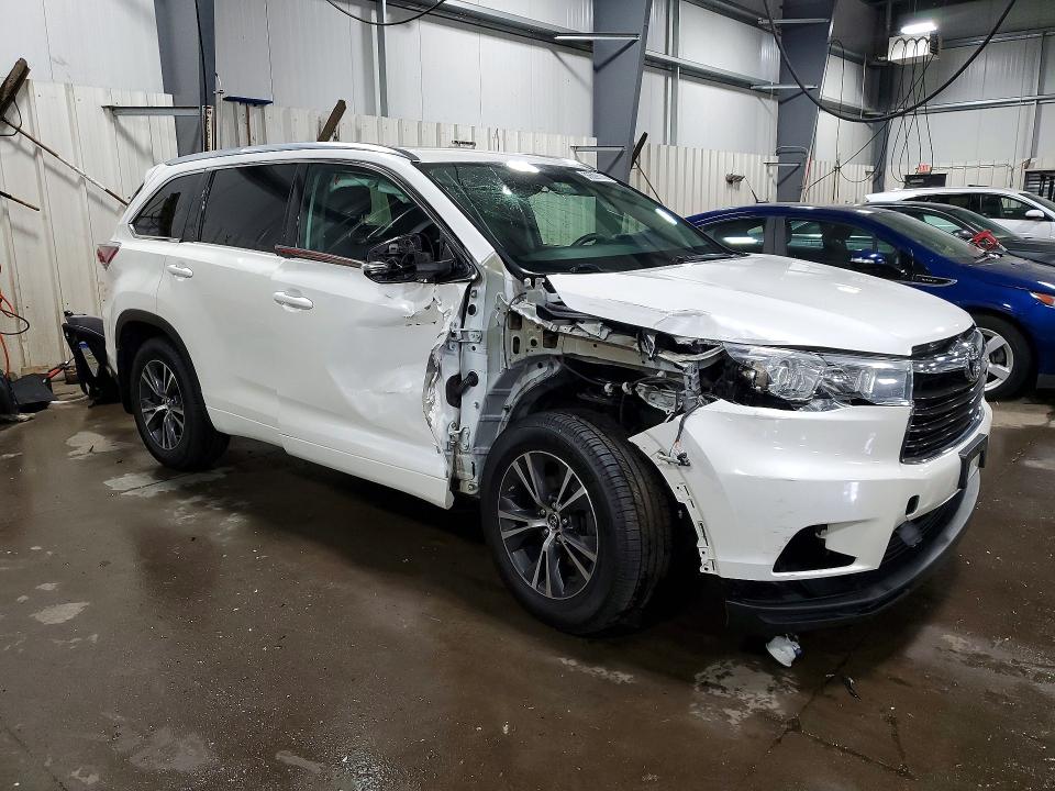 2016 Toyota Highlander VIN 5TDJKRFH5GS352739 COPART salvage auction — FRONT END, Mn - Cert Of Title-Salvage, sold $250 on 2026-07-21 (photo 4)