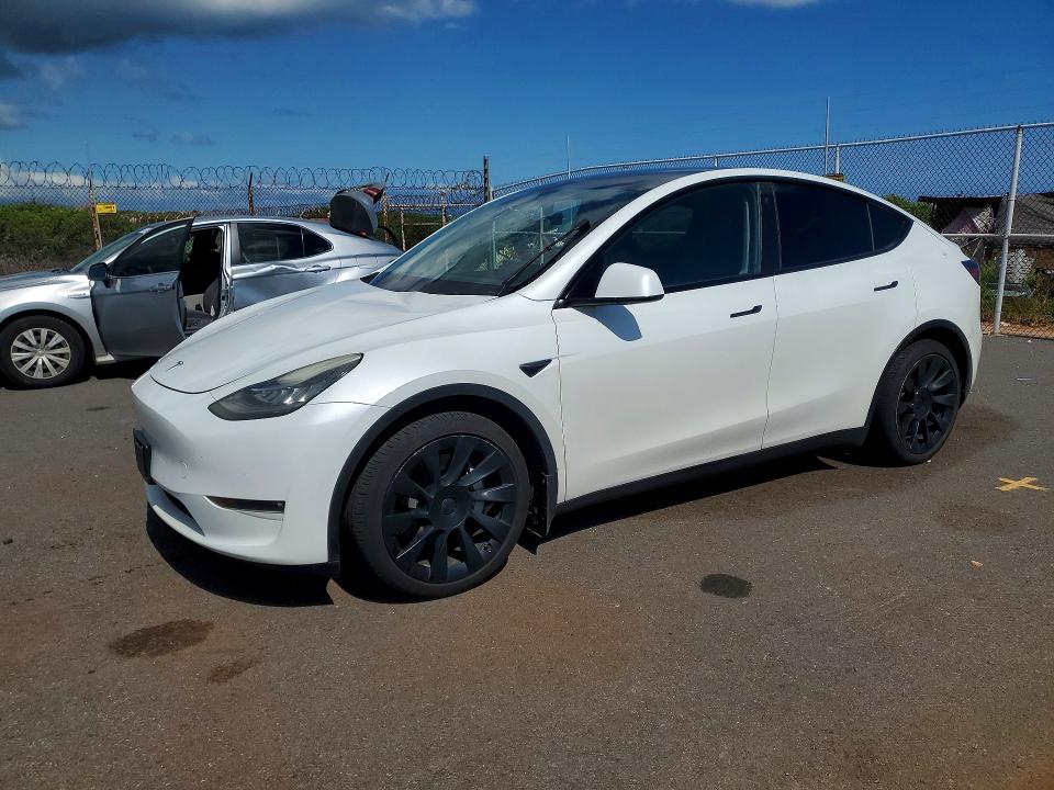 2021 Tesla Model y VIN 5YJYGAEE4MF251037 COPART salvage auction — FRONT END, Hi - Certificate Of Salvage, sold $2 on 2026-07-27 (photo 1)