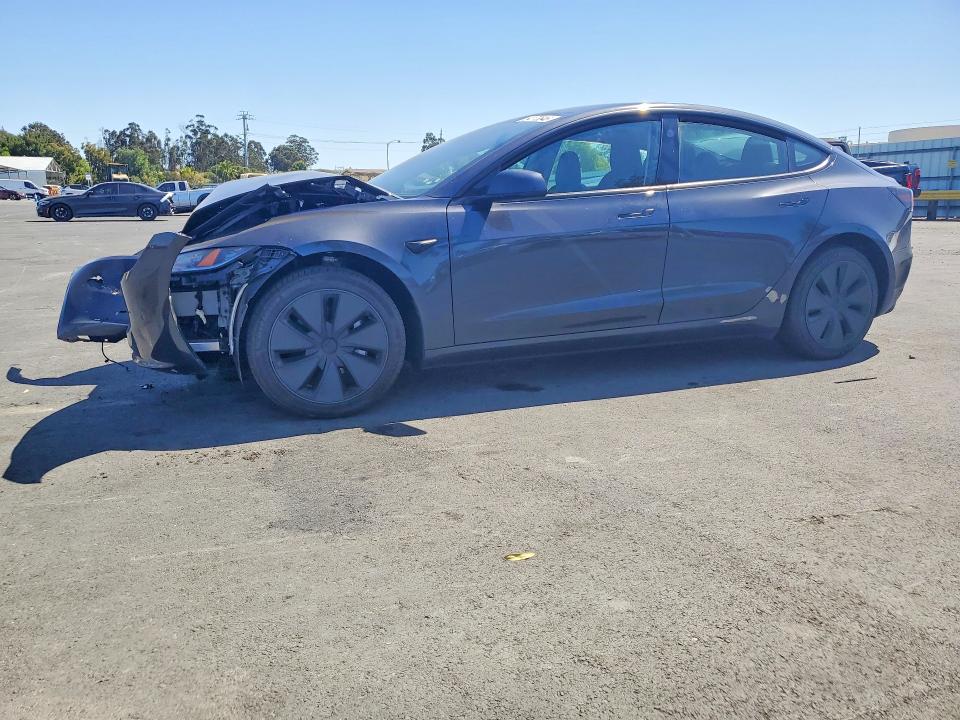 2025 Tesla Model 3 VIN 5YJ3E1EA9SF001691 COPART salvage auction — FRONT END, Ca - Salvage Certificate, sold $10,700 on 2026-07-20 (photo 1)