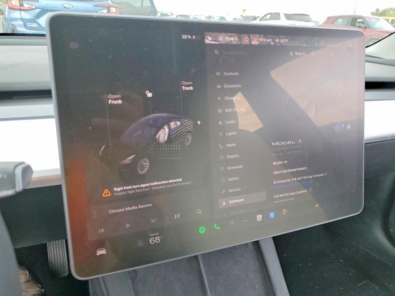 2021 Tesla VIN 5YJ3E1EB6MF999651 COPART salvage auction — FRONT END, Ca - Salvage Certificate, sold $8,700 on 2026-07-16 (photo 9)