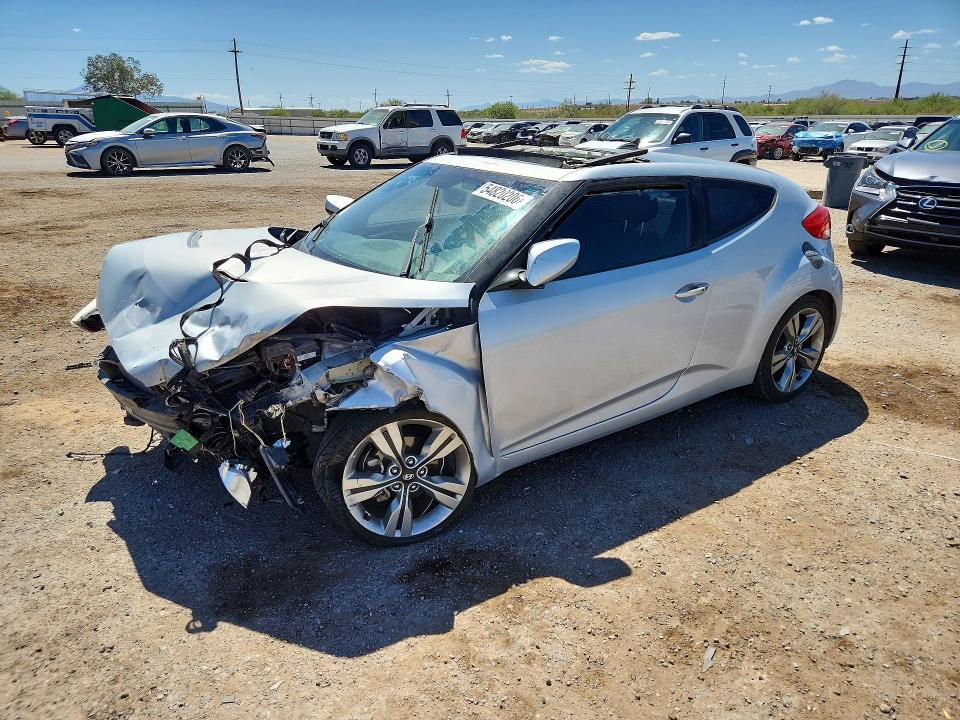 2013 Hyundai Veloster VIN KMHTC6AD5DU157509 COPART salvage auction — FRONT END, AZ - CERT OF TITLE - SALVAGE, sold $250 on 2026-07-17 (photo 1)