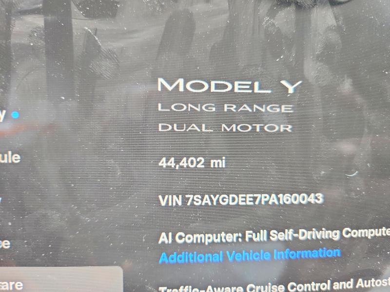 2023 Tesla Model y VIN 7SAYGDEE7PA160043 COPART salvage auction — FRONT END, Fl - Cert Of Title Slvg Rebuildable, sold $10,700 on 2026-07-31 (photo 9)