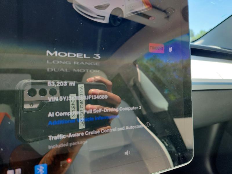 2018 Tesla Model 3 VIN 5YJ3E1EB8JF134689 COPART salvage auction — REAR END, Nc - Salvage Certificate Of Title, sold $750 on 2026-07-31 (photo 9)
