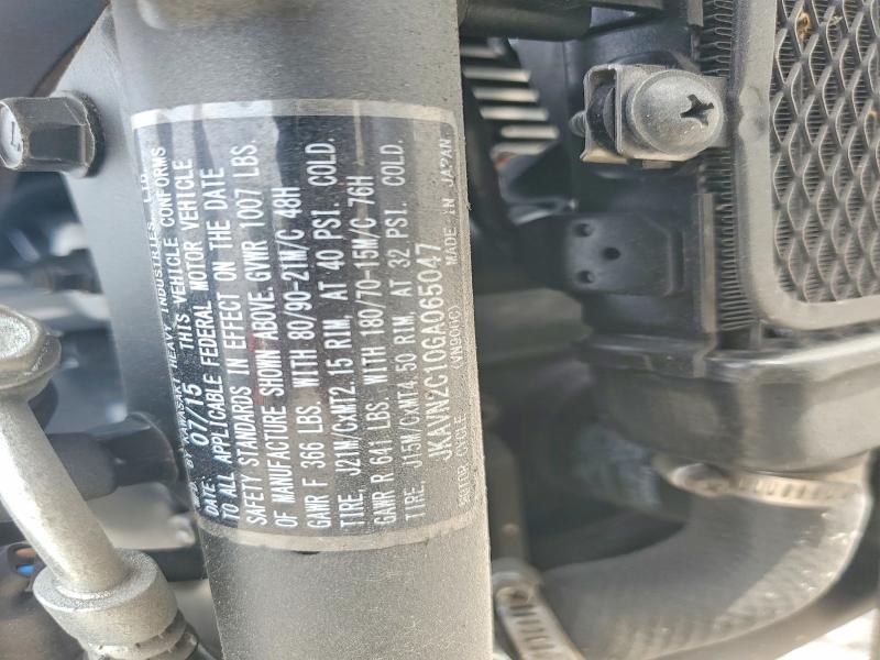 2016 Kawasaki VIN JKAVN2C10GA065047 COPART salvage auction — SIDE, Ia - Cert Of Title-Salvage Title, sold $1,950 on 2026-07-23 (photo 9)