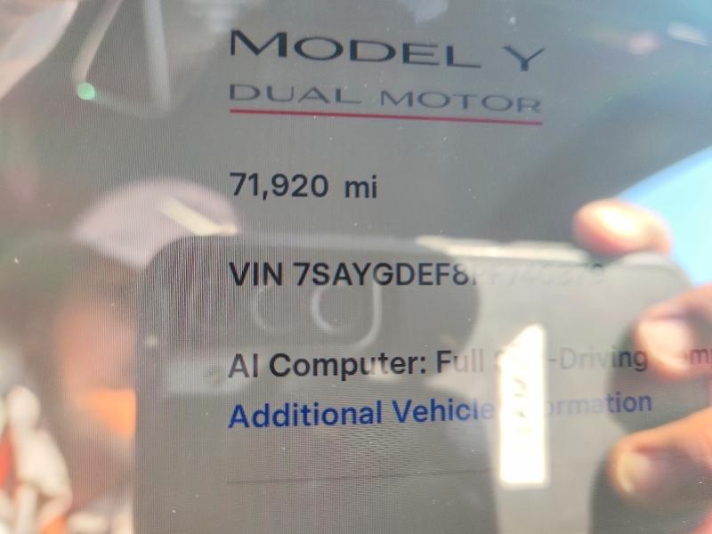 2023 Tesla Model y VIN 7SAYGDEF8PF740879 COPART salvage auction — REAR END, Ca - Salvage Certificate, sold $5,200 on 2026-07-14 (photo 9)