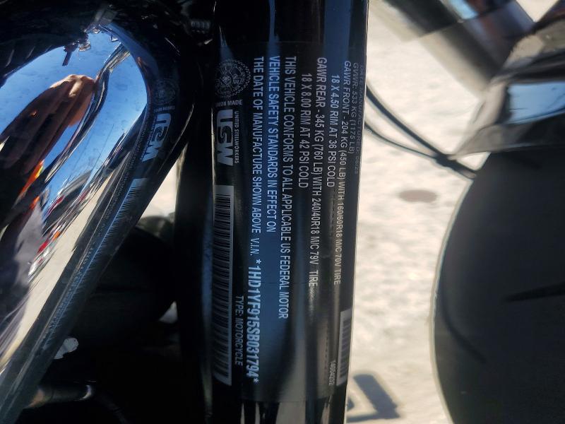 2025 Harley-davidson VIN 1HD1YF915SB031794 COPART salvage auction — FRONT END, FL - CERT OF TITLE SLVG REBUILDABLE, sold $10,100 on 2026-07-02 (photo 8)