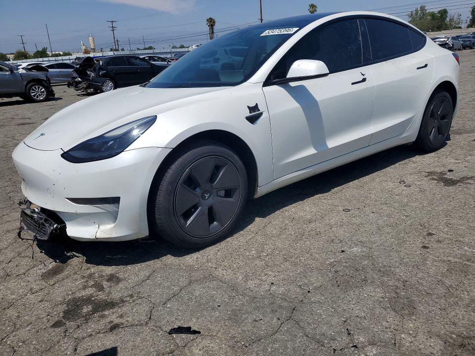 2023 Tesla VIN 5YJ3E1EA1PF687359 COPART salvage auction — FRONT END, Ca - Salvage Certificate, sold $6,500 on 2026-07-02 (photo 1)