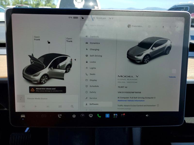 2021 Tesla Model y VIN 5YJYGDEE1MF198198 COPART salvage auction — FRONT END, Wa - Bill Of Sale, sold $11,800 on 2026-07-13 (photo 9)