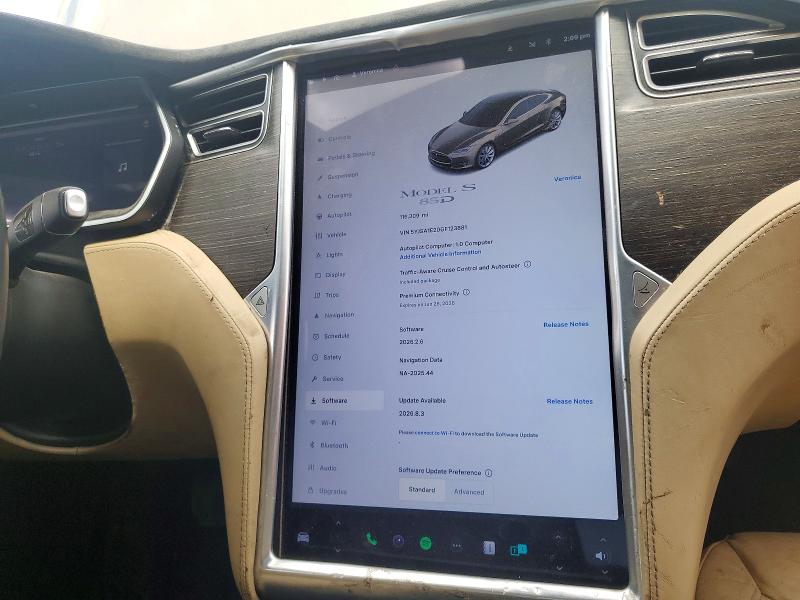 2016 Tesla Model s VIN 5YJSA1E20GF123881 COPART salvage auction — FRONT END, Ca - Salvage Certificate (P), sold $1,350 on 2026-07-02 (photo 9)